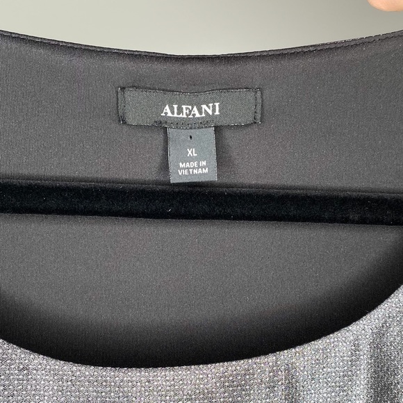 Alfani Metallic Silver Grey L/S Blouse XL - Picture 3 of 5